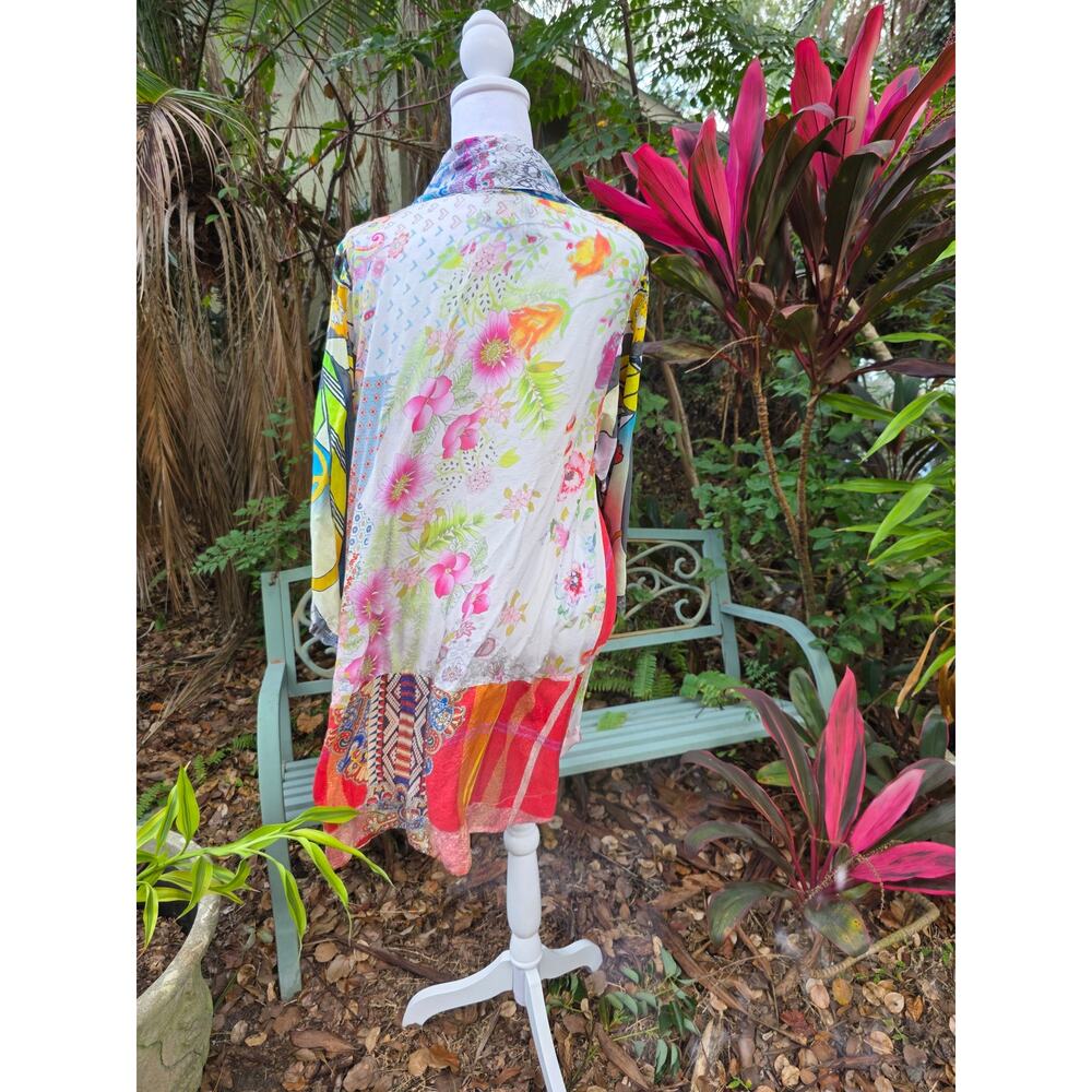 Johnny Was Multicolor Patchwork Open Front Kimono… - image 3